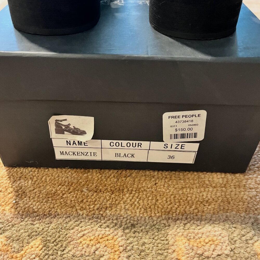 🖤 Free People “Mackenzie” Black Platform Mary Jane Heels – Size 36 - Picture 3 of 6